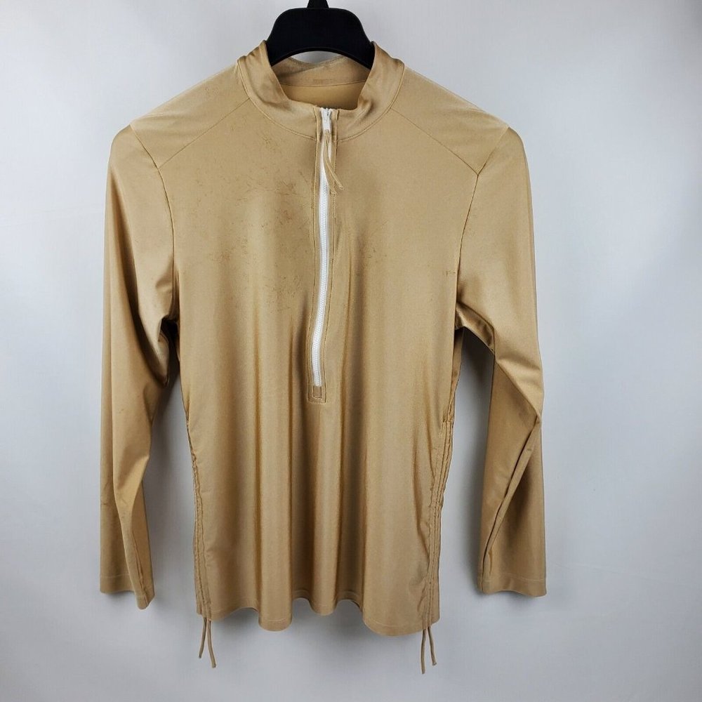Carve Designs LS Half Zip Rashguard Pullover Swim Shirt Womens Large Brown Gold